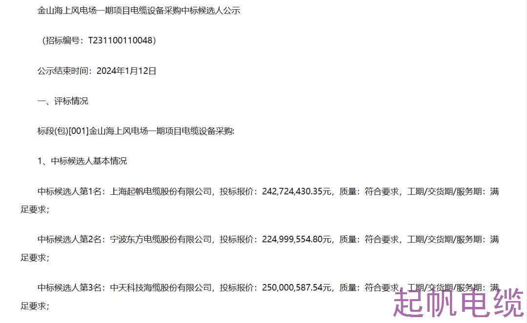 三峽能源306MW海上風(fēng)電項目中標(biāo)候選人公示